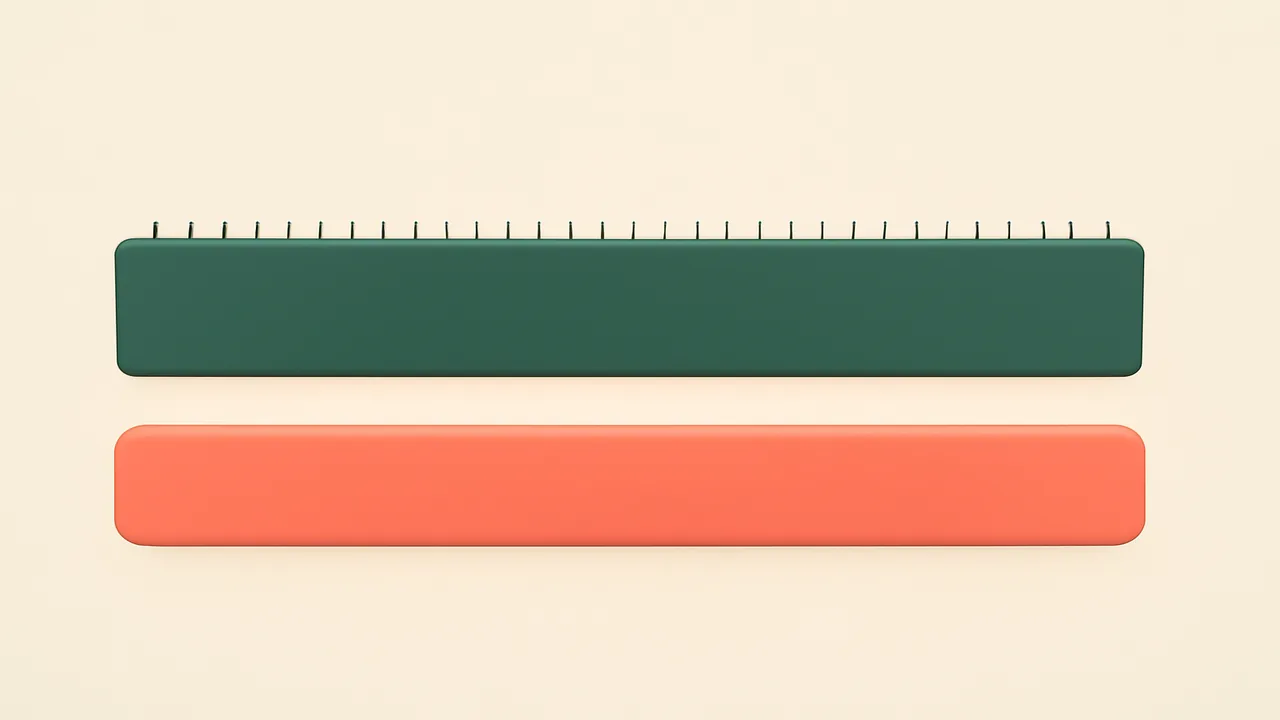 Abstract 22-dimension scoring panel rendered in deep sage and coral